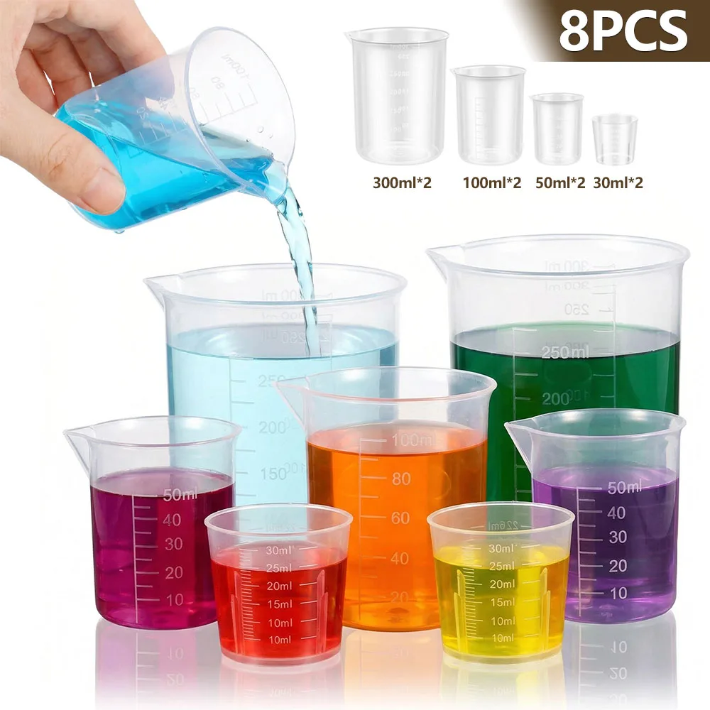 Plastic Cup 50Pcs - ชุดถ้วยตวงพลาสติก 8 ชิ้น 30/50/100/250 มล. ถ้วยตวง