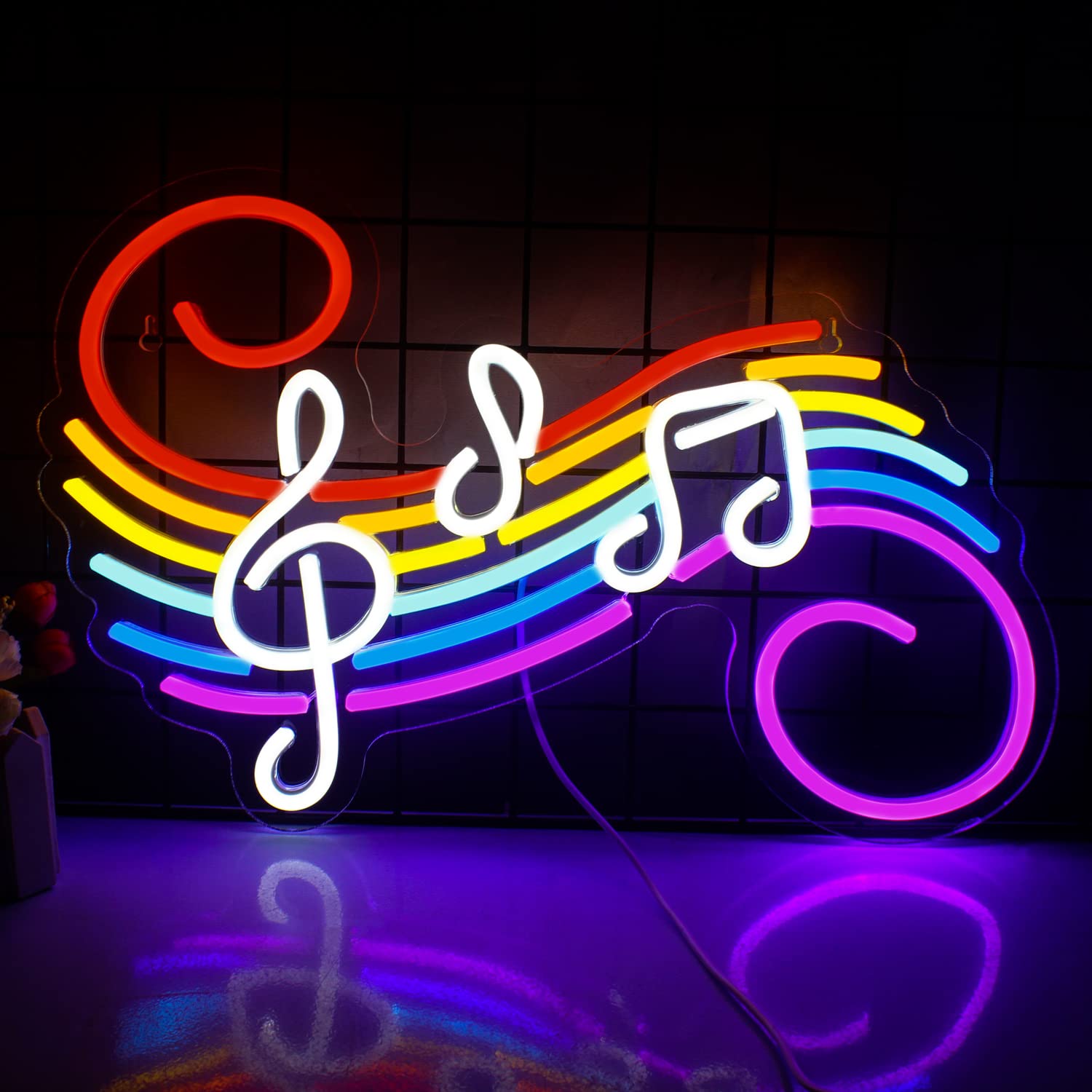 Neon Sign Party - ป้ายไฟนีออนรูปโน้ตดนตรี ปรับแต่งสีสันได้ ไฟ LED รูปคีบาเร็ต ตกแต่งผนังสำหรับสตูดิโอเพลง