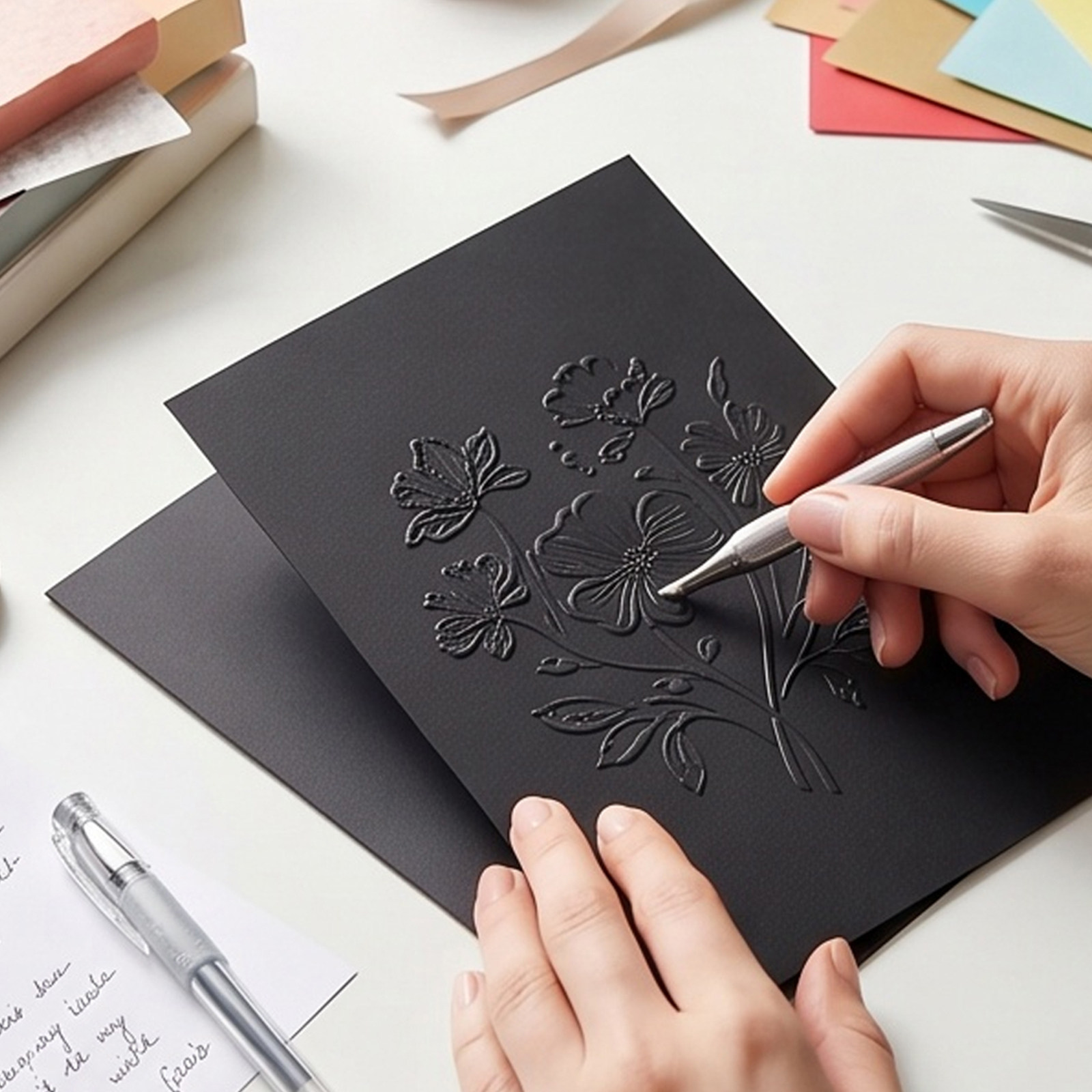 Papercraft Supply Invitation - กระดาษการ์ดสีดำหนา 60 แผ่น สำหรับงานสแครปบุ๊ค ขนาด A4