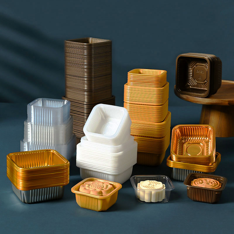 Event Party Box - 100pcs Mooncake ถาดพลาสติกสัตว์เลี้ยง Pastry เค้กไข่แดงกรอบ Thicken