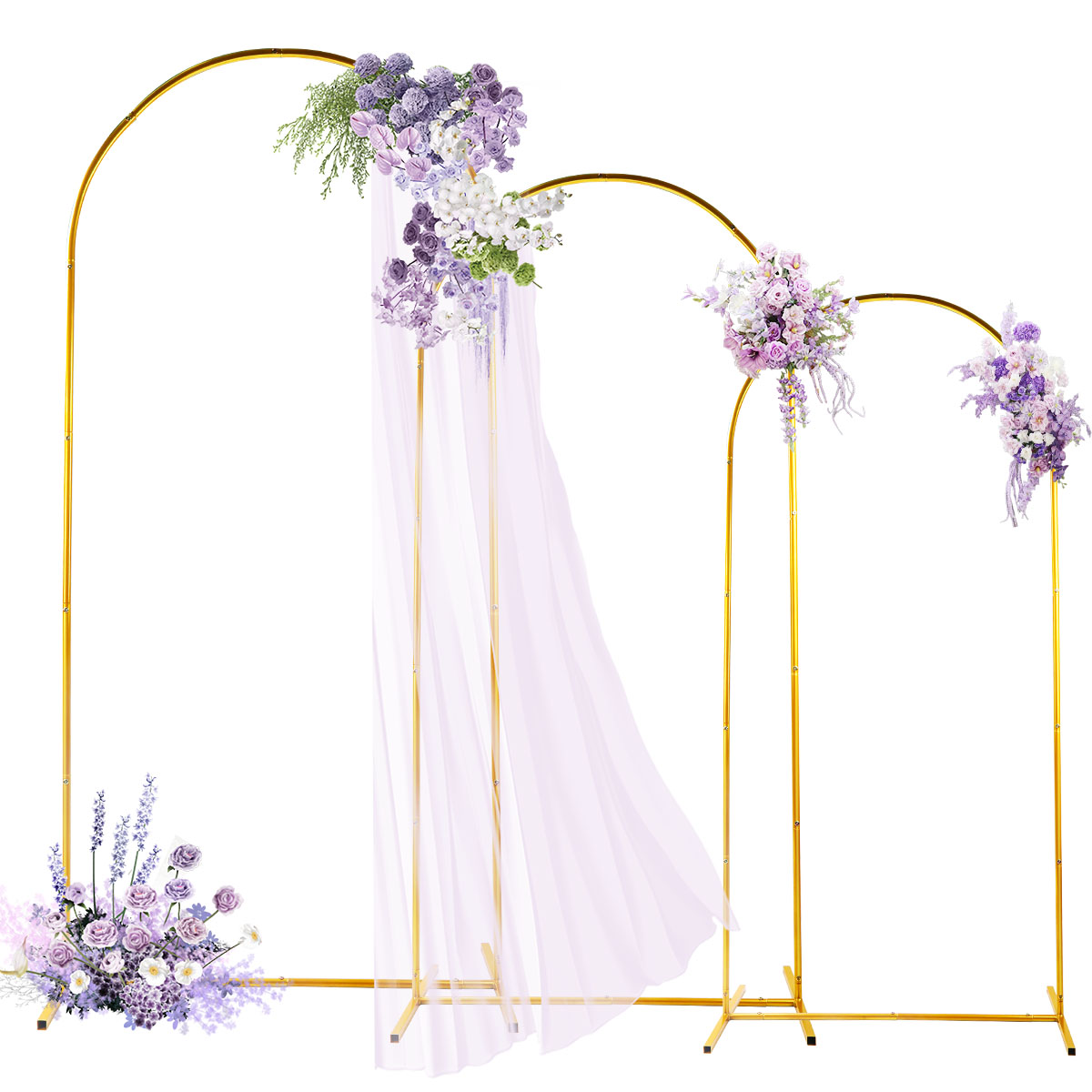 Balloon Arch Kit - ชุดโครงเหล็กโค้งสีทอง 3 ชิ้น ปรับระดับได้และพกพาสะดวก สำหรับตกแต่งงานปาร์ตี้ งานแต่งงาน