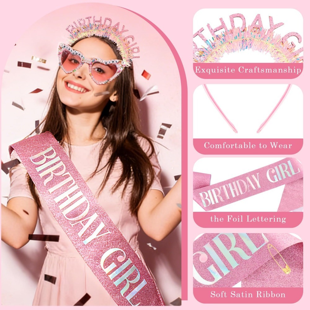 สายคาดผมวันเกิดสำหรับสาวน้อย ท - Birthday Sash Glitter บทวิจารณ์และราคา