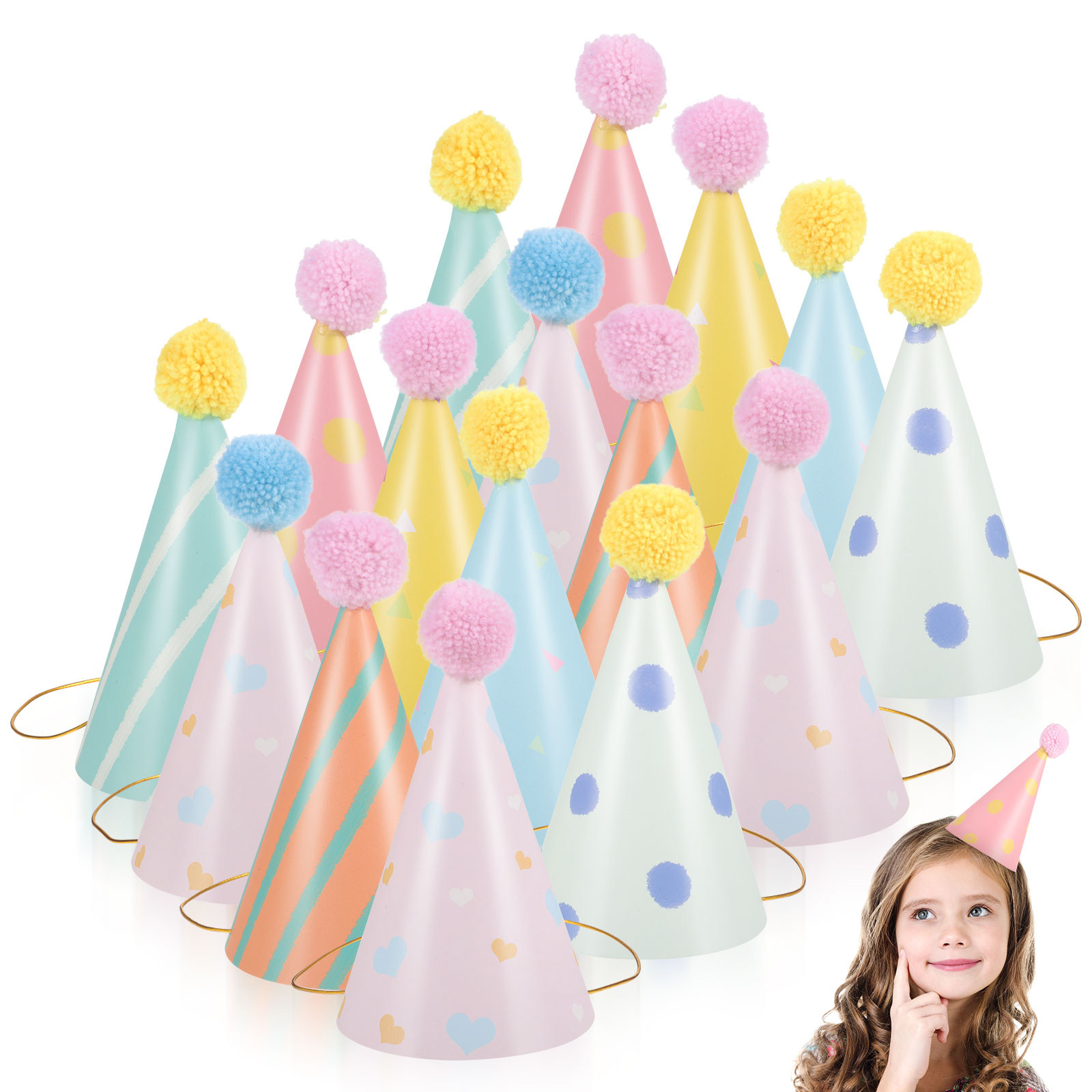 หมวกวันเกิดกระดาษ 14 ชิ้นสำหรั - Party Hat Cone บทวิจารณ์และราคา